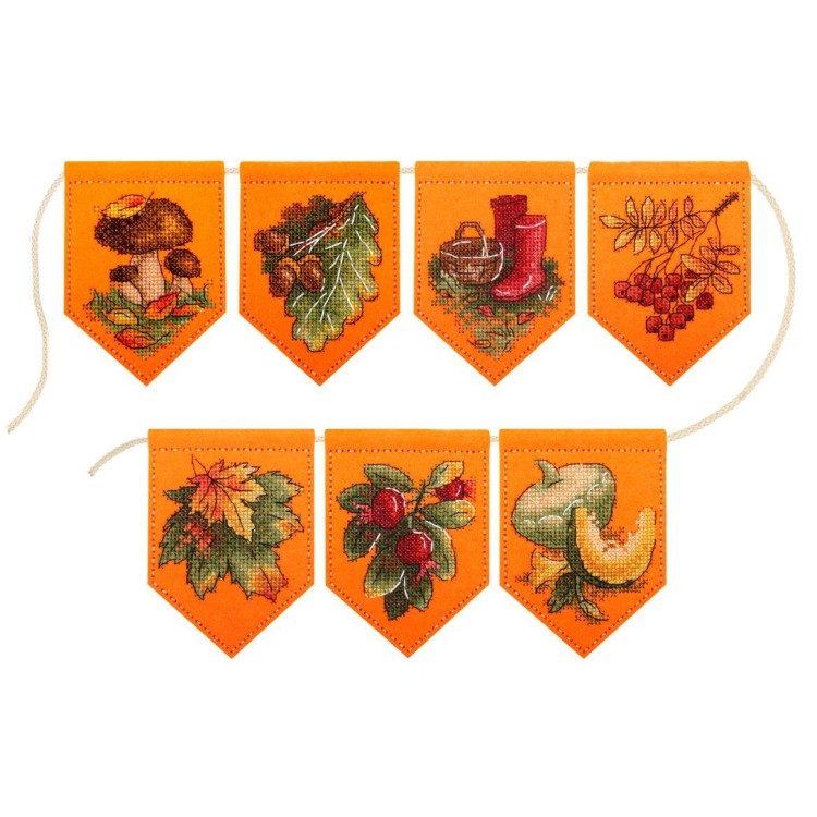 Cross stitch kit "Autumn garland orange (7 flags)" ST-1002