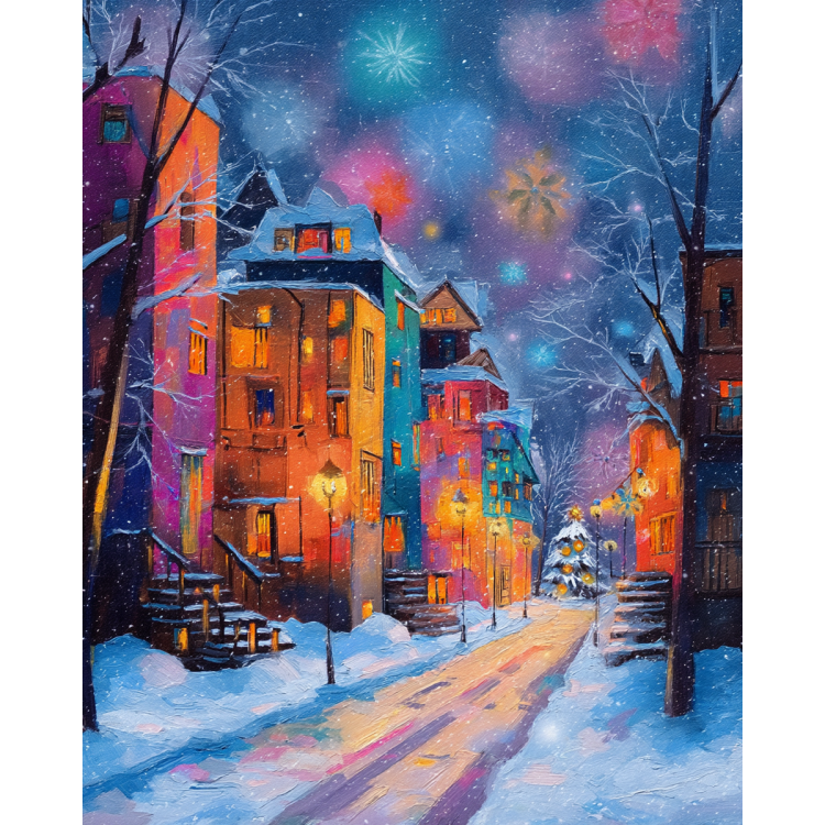 Diamond painting with subframe "Winter City"  40x50 cm DP430