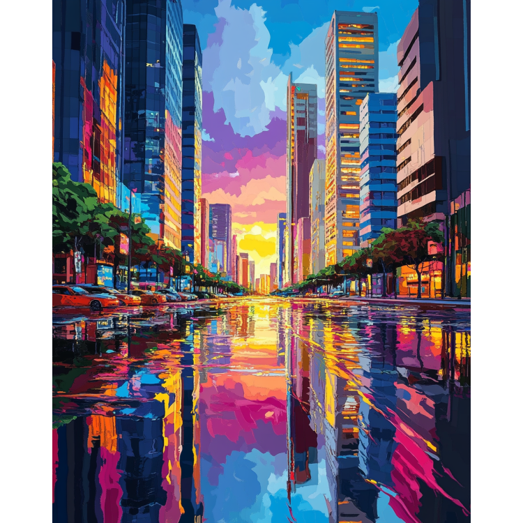 Diamond painting with subframe "City"  40x50 cm DP440