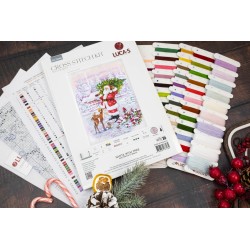 Набор для вышивания крестом. "Дед Мороз с елкой" 29 x 38 см SBU5098