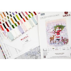 Набор для вышивания крестом. "Дед Мороз с елкой" 29 x 38 см SBU5098