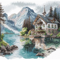 Cross stitch kit  "Lakeside Alpine Cottage" AVA-P048