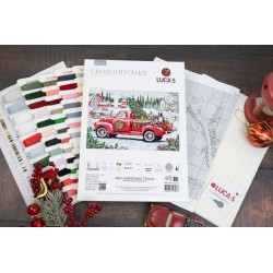 Набор для вышивания крестом. "Красный рождественский грузовик" 46 x 31 см SBU5101