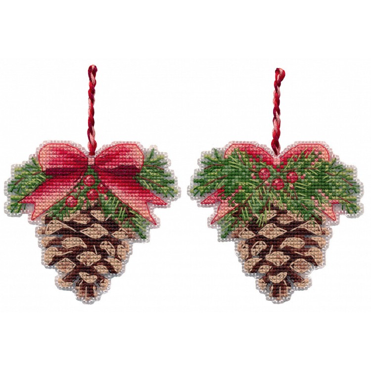 Cross stitch kit "Christmas tree decoration. Pine cone" S1701