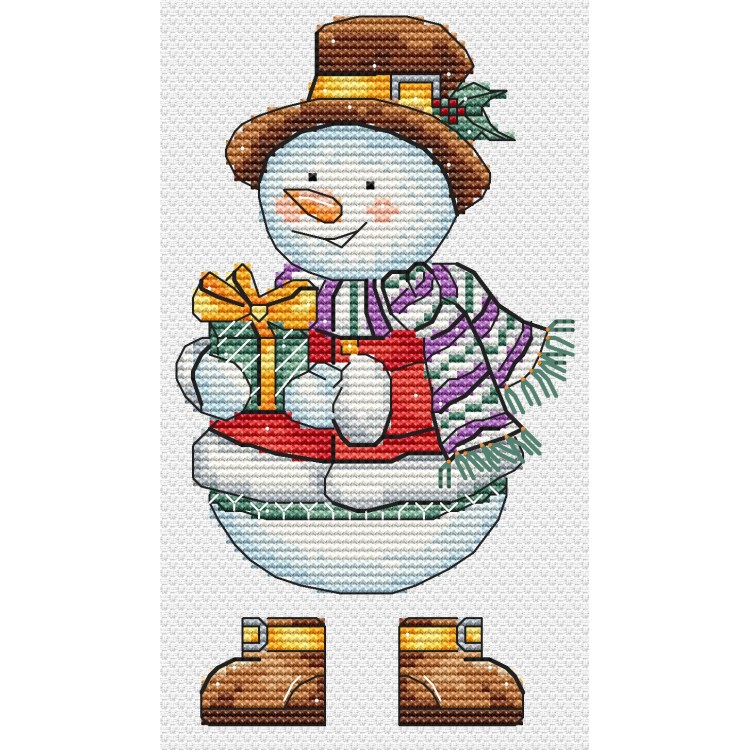 Cross stitch kit "Snowman with a gift" SANS-78