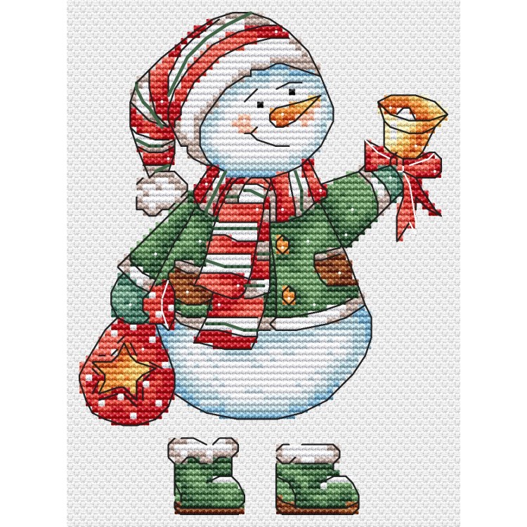 Cross stitch kit "Snowman with a bell" SANS-79