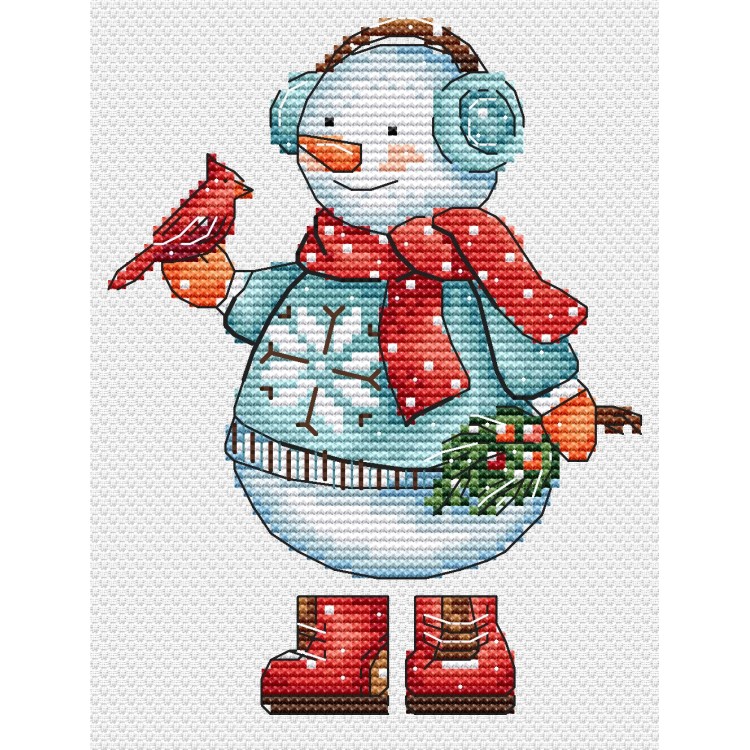 Cross stitch kit "Snowman with a bird" SANS-80