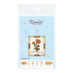 Cross-stich on wooden base "Miniature. Calendula" SO-140