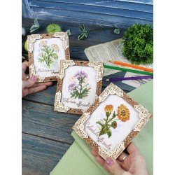 Cross-stich on wooden base "Miniature. Valerian" SO-141