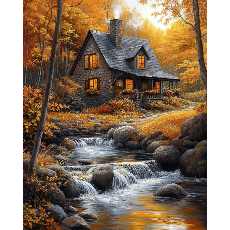 Diamond Painting with subframe Cabin in the Forest 30x40 cm VA853