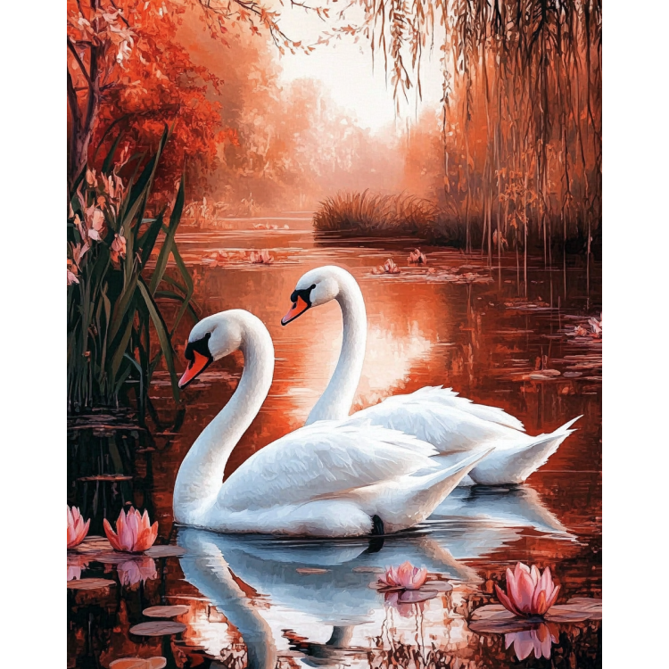 Diamond Painting with subframe Swans 30x40 cm VA863