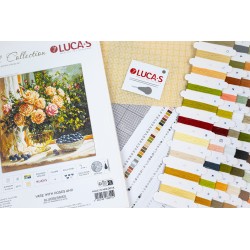 Cross Stitch Kit "Vase with Roses and Blueberries" 22 x 22 cm SG719