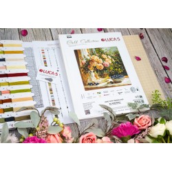 Cross Stitch Kit "Vase with Roses and Blueberries" 22 x 22 cm SG719