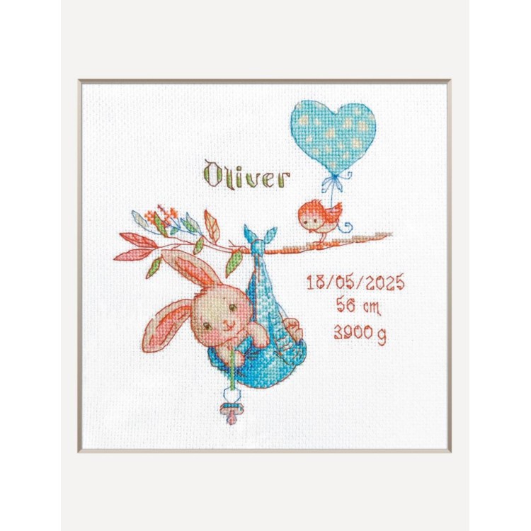 Boy Birth Sampler 20x20 SRA1028