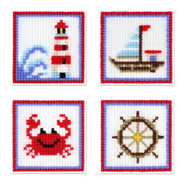 Cross stitch kit "The sea is calling. Set of 4." SN-004
