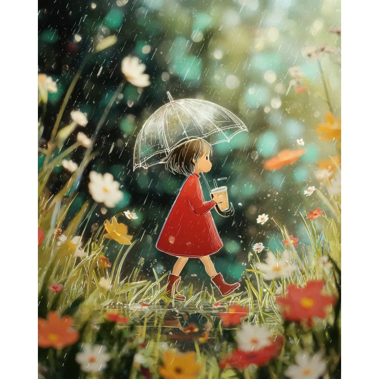 Diamond Painting kit with subframe "Rainy day" 30x40 cm VA913