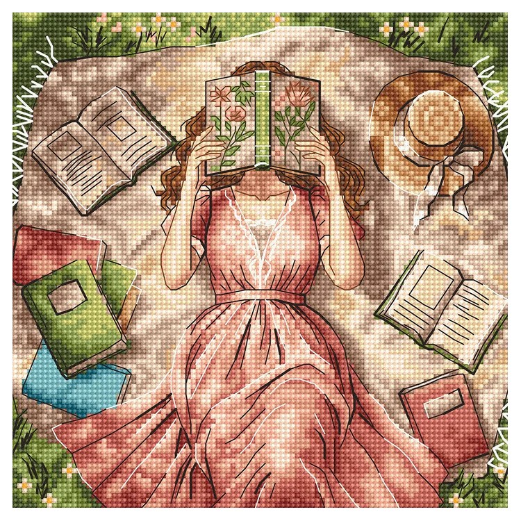 Cross stitch kit  "Books, flowers and dreams" AVA-P114