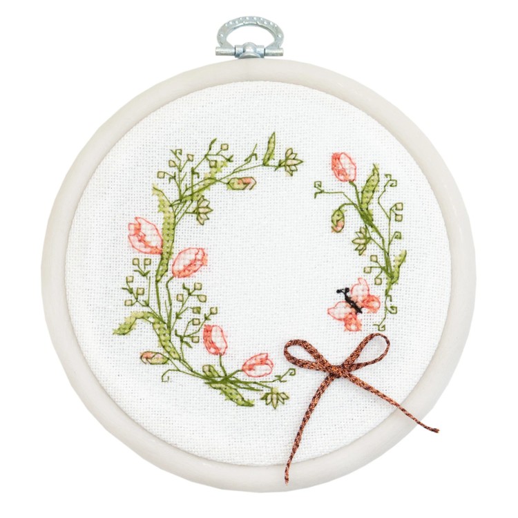 Cross Stitch Kit with Hoop Included   Spring hum 10x10cm SBC109