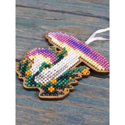 Cross-stich on wooden base"Christmas tree decoration. Russula" SO-150