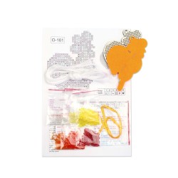 Cross-stich on wooden base"Rooster-shaped lollipop" SO-161