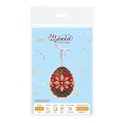 Cross-stich on wooden base"Red and gold egg" SO-184