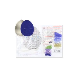 Cross-stich on wooden base"Blue and gold egg" SO-185