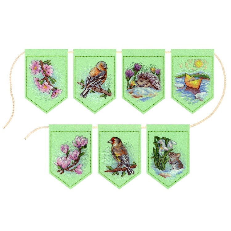 Cross stitch kit "Spring garland (7 flags)" ST-1209