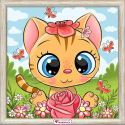 Cat in flowers 20*20 cm  AZ-1946