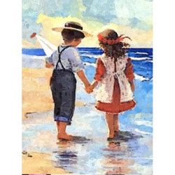 Diamond painting kit Children near the Sea 30х40 cm AZ-1300