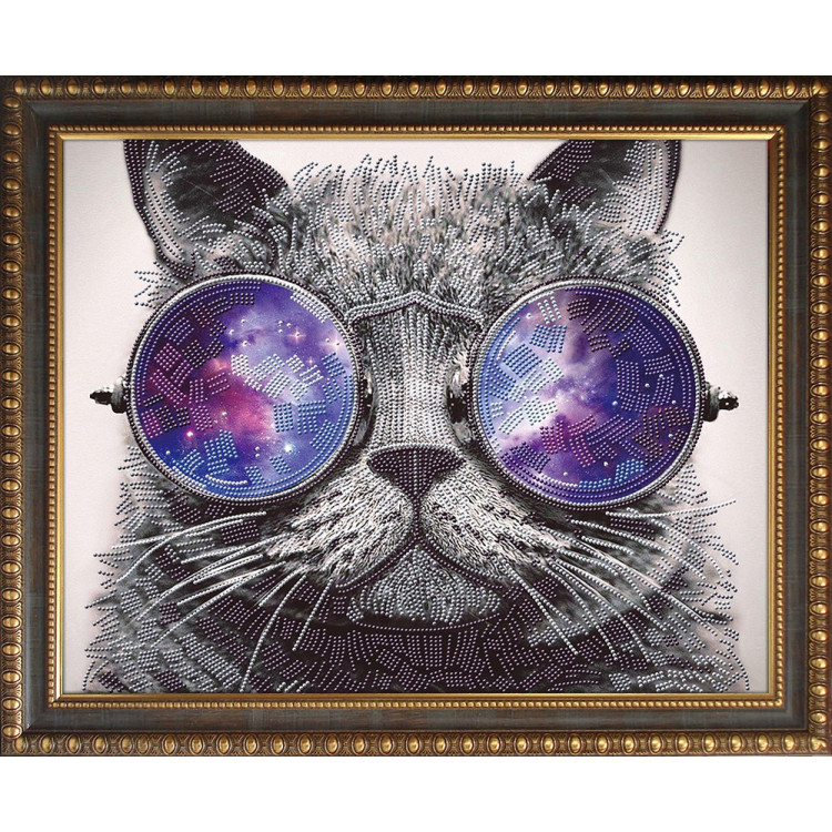 (Discontinued) Diamond painting kit Cat with Glasses AZ-3003