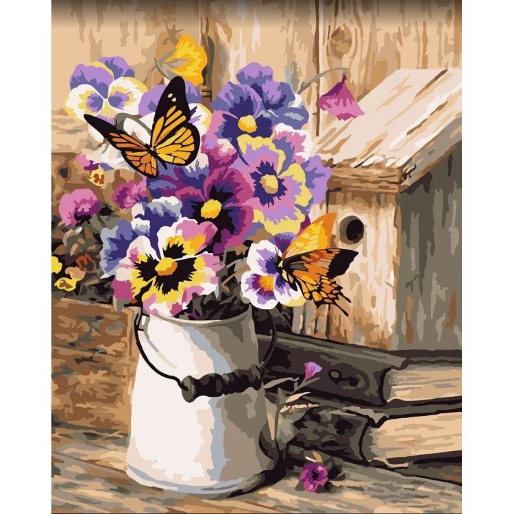 WIZARDI PAINTING BY NUMBER KIT. COUNTRYSIDE BOUQUET 40X50 CM B129