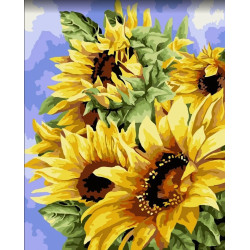 WIZARDI PAINTING BY NUMBER KIT. GOLDEN SUNFLOWERS 40X50 CM B136