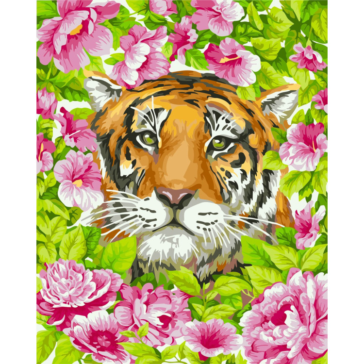 (SALE, Discontinued) Wizardi Painting by Numbers Kit Romantic Tiger 40x50 cm H099