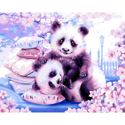 Wizardi Painting by Numbers Kit Japanese Pandas 40x50 cm H107