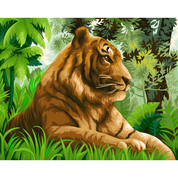 Wizardi Painting by Numbers Kit Tiger in the Jungle 40x50 cm H110