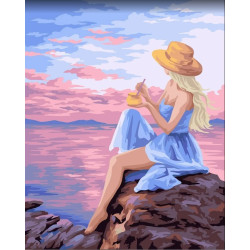 Wizardi painting by number kit. Cocktail at sunset 40x50 cm J048