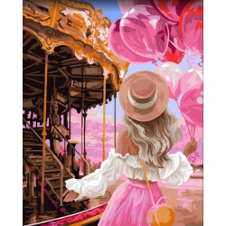 Wizardi painting by number kit. Fabulous merry-go-round 40x50 cm J057