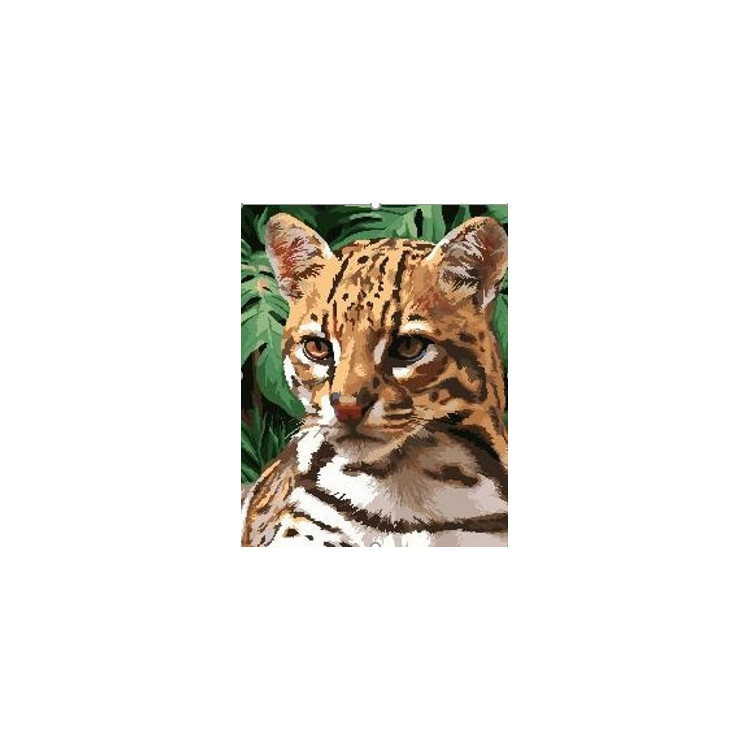 WIZARDI PAINTING BY NUMBER KIT. OCELOT 40X50 CM H152