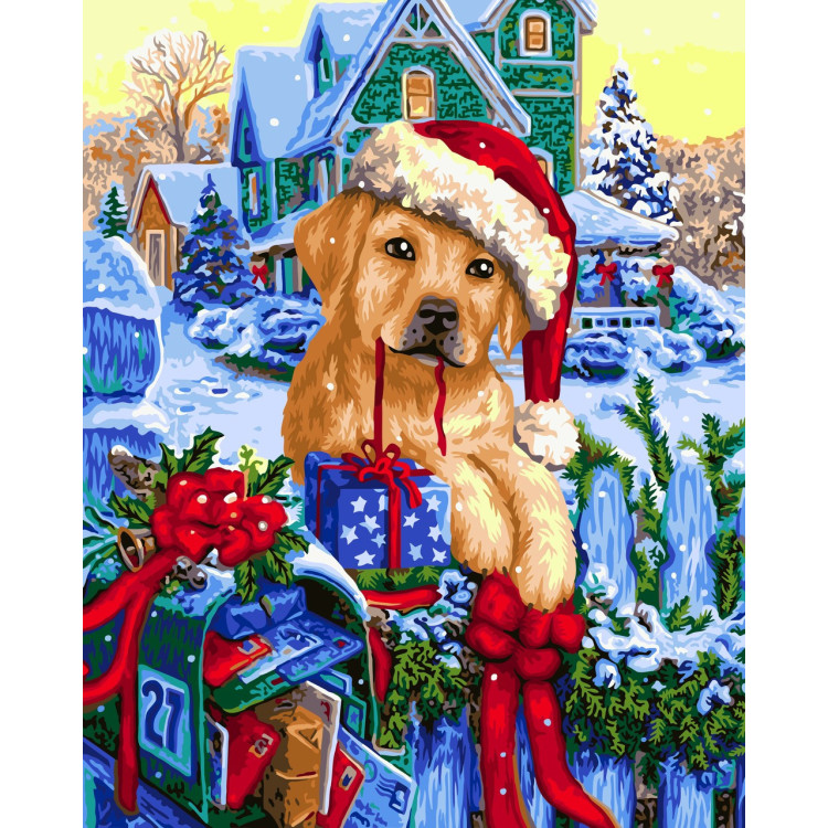 Wizardi Painting by Numbers Kit Christmas Mail 40x50 cm L019