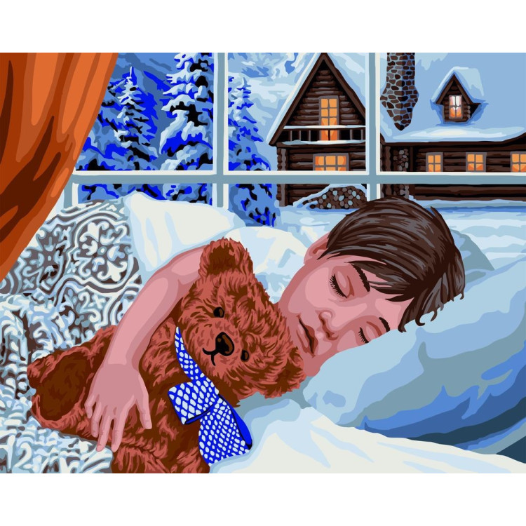 Wizardi Painting by Numbers Kit Winter Sleep 40x50 cm L032