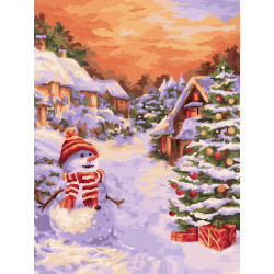 Painting by numbers kit. L047 Christmas village 40*50