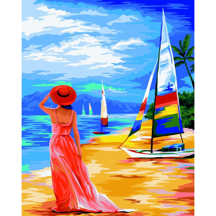 Wizardi Painting by Numbers Kit Regatta Sailing 40x50 cm J033