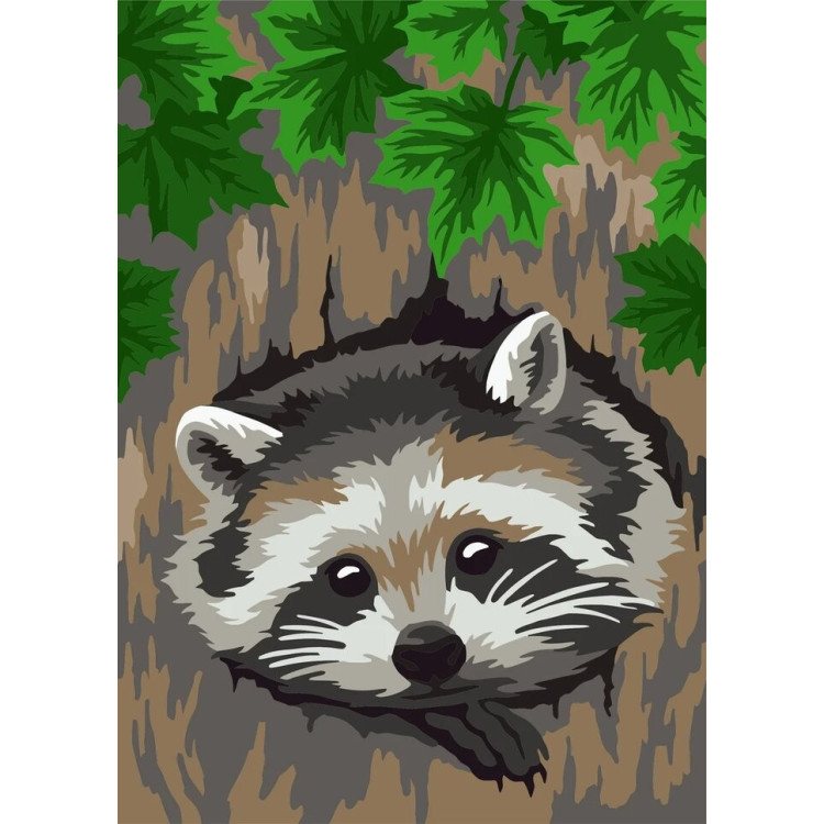 Paint by Numbers kit. Little Raccoon 16.5x13 cm MINI133