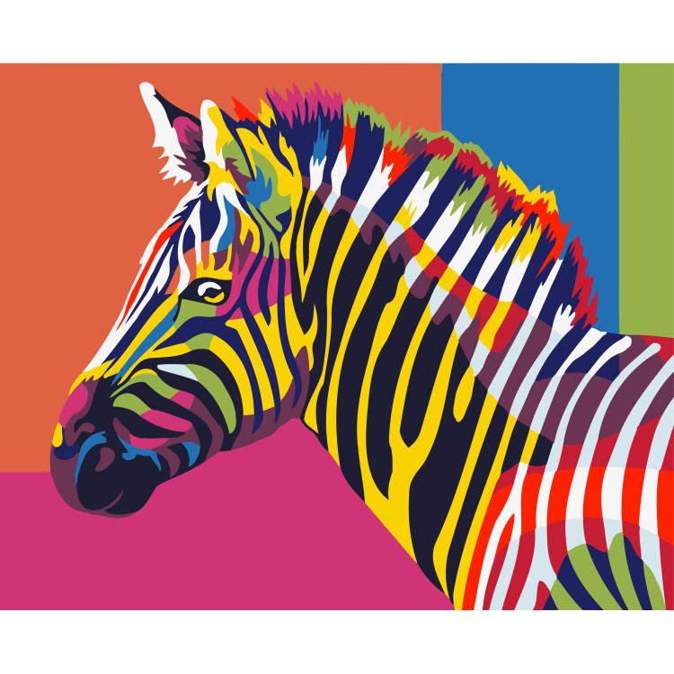 Wizardi painting by number kit. Rainbow Zebra 16.5x13 cm MINI006