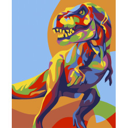 Wizardi painting by number kit. Rainbow Dinosaur 16.5x13 cm MINI007