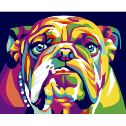 Wizardi painting by number kit. English Bulldog 16.5x13 cm MINI016