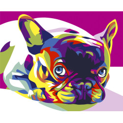 Wizardi painting by number kit. French Bulldog 16.5x13 cm MINI017