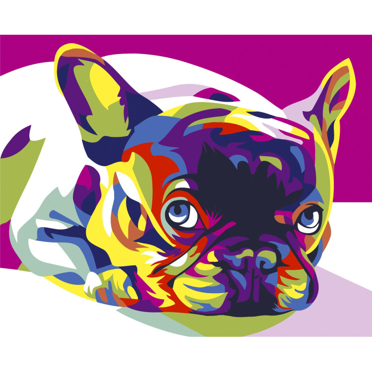 Wizardi painting by number kit. French Bulldog 16.5x13 cm MINI017