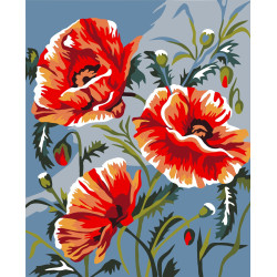 Wizardi painting by number kit. Poppies 16.5x13 cm MINI026