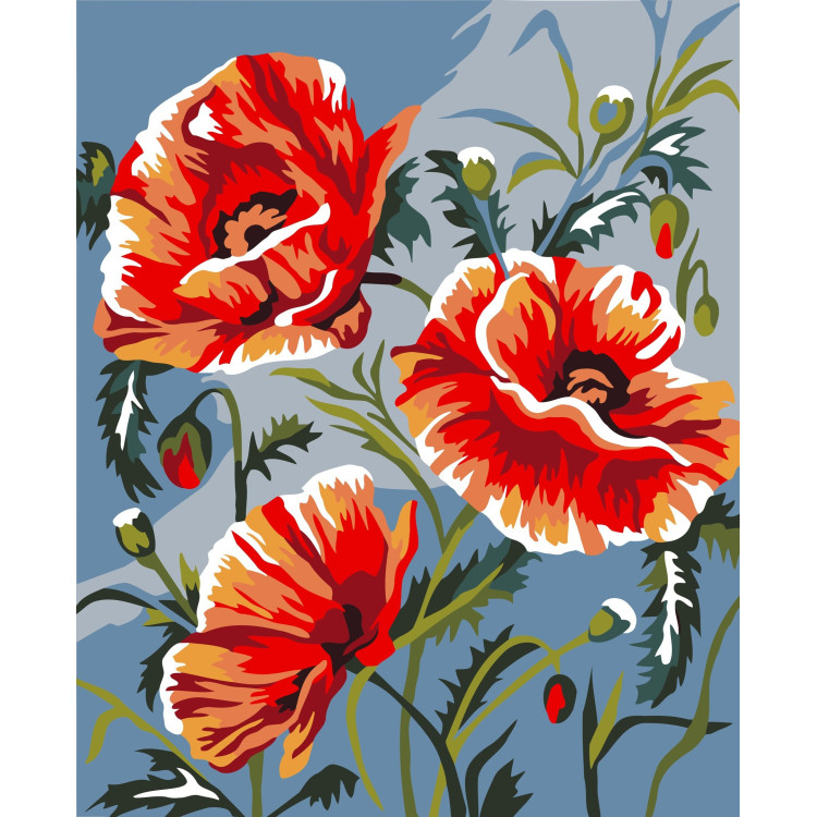 Wizardi painting by number kit. Poppies 16.5x13 cm MINI026